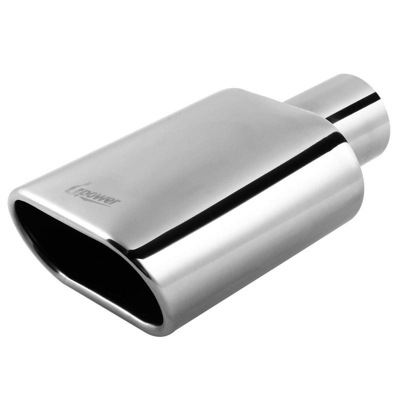 Upower نصائح العادم Upower 2.25" مدخل 5.5"x3" مخرج 9" طويل من الفولاذ المقاوم للصدأ ملحومة على شكل مستطيل - Image 1